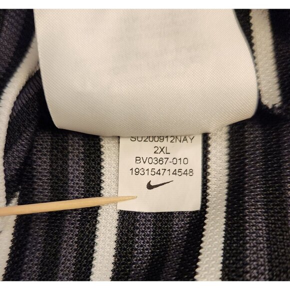 Nike Dri-Fit Polo Shirt Standard Fit XXL Short Sleeve Black White Striped‎ EUC - Picture 9 of 9